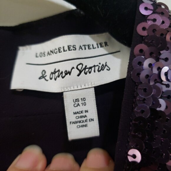 & Other Stories Dress Purple Sequin Los Angeles Atelier Mini Night Out Party 10 - Picture 5 of 8